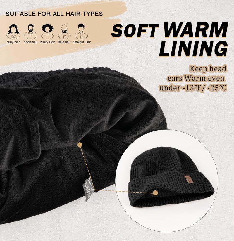 Wmcaps Warm Beanie for Men Women, Fleece Lined Beanie Warm Winter Caps Unisex Fashion Knit Cuffed Cap - Image 2